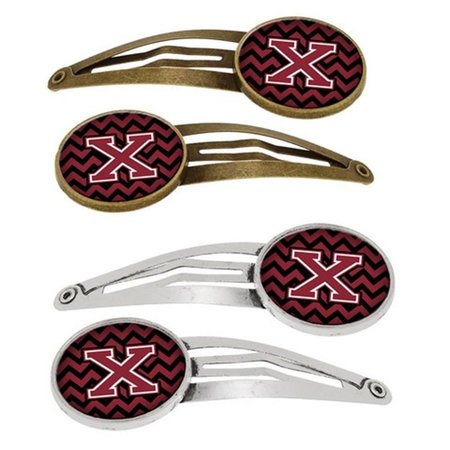 CAROLINES TREASURES Letter x Chevron Garnet and Black Barrettes Hair Clips, Set of 4, 4PK CJ1052-XHCS4